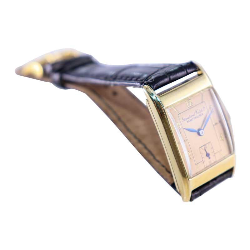 Women's or Men's I. W. C. Schaffhausen Yellow Gold Art Deco Style Mechanical Watch For Sale