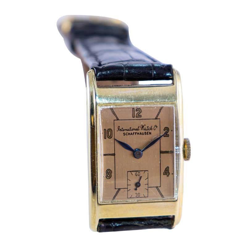 I. W. C. Schaffhausen Yellow Gold Art Deco Style Mechanical Watch For Sale 1
