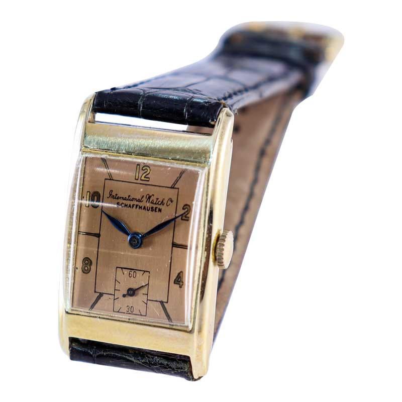 I. W. C. Schaffhausen Yellow Gold Art Deco Style Mechanical Watch For Sale 2