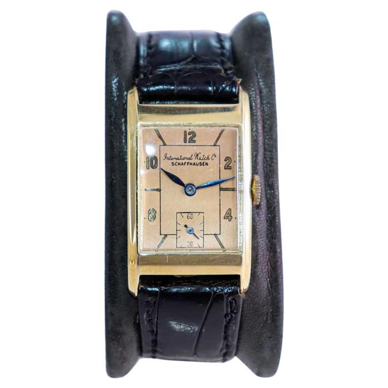 I. W. C. Schaffhausen Yellow Gold Art Deco Style Mechanical Watch For Sale