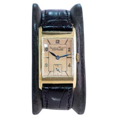 Used I. W. C. Schaffhausen Yellow Gold Art Deco Style Mechanical Watch