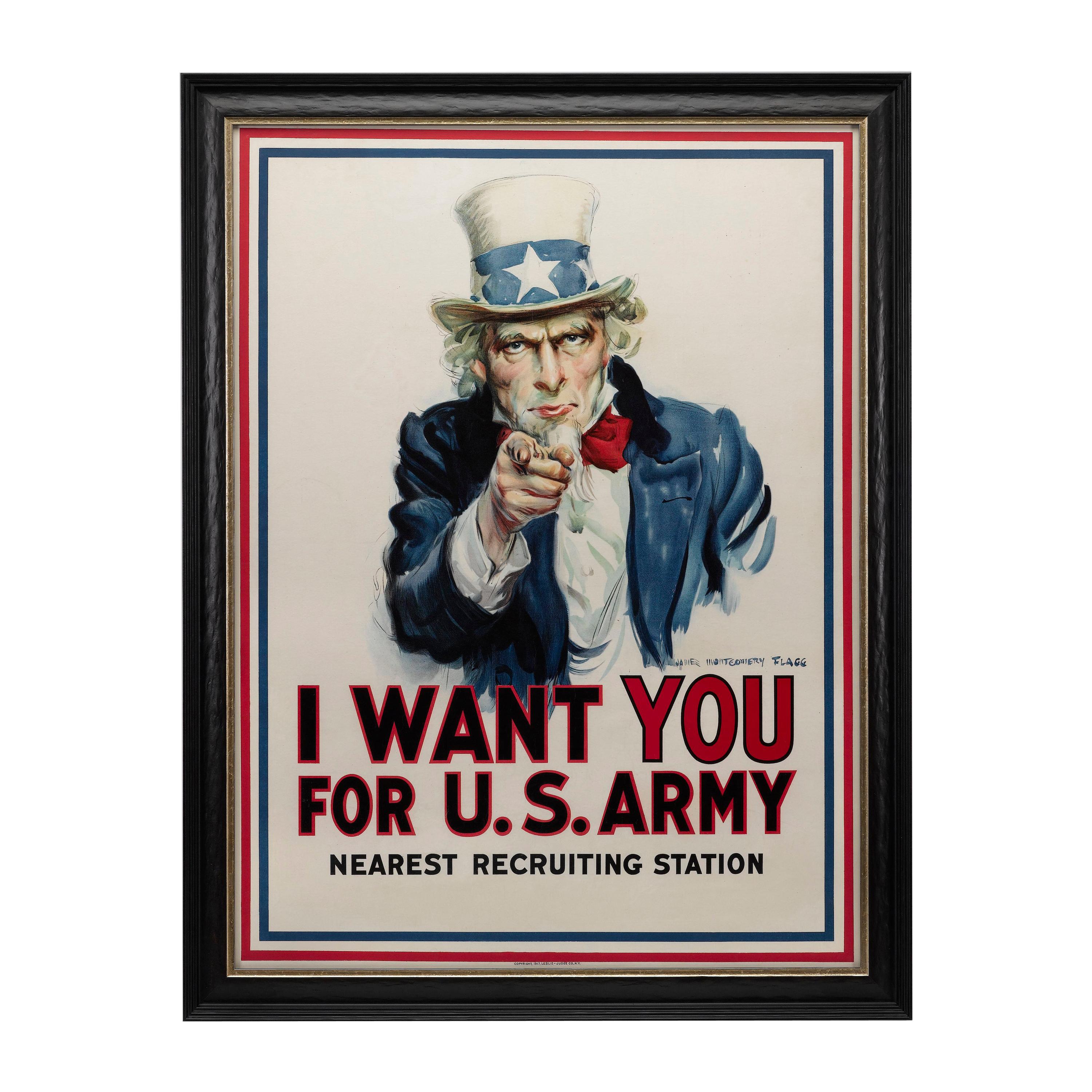 "I Want You for the U.S. Army" Original WWI Poster, James Montgomery Flagg, 1917
