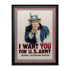 Antique "I Want You for the U.S. Army" Original WWI Poster, James Montgomery Flagg, 1917