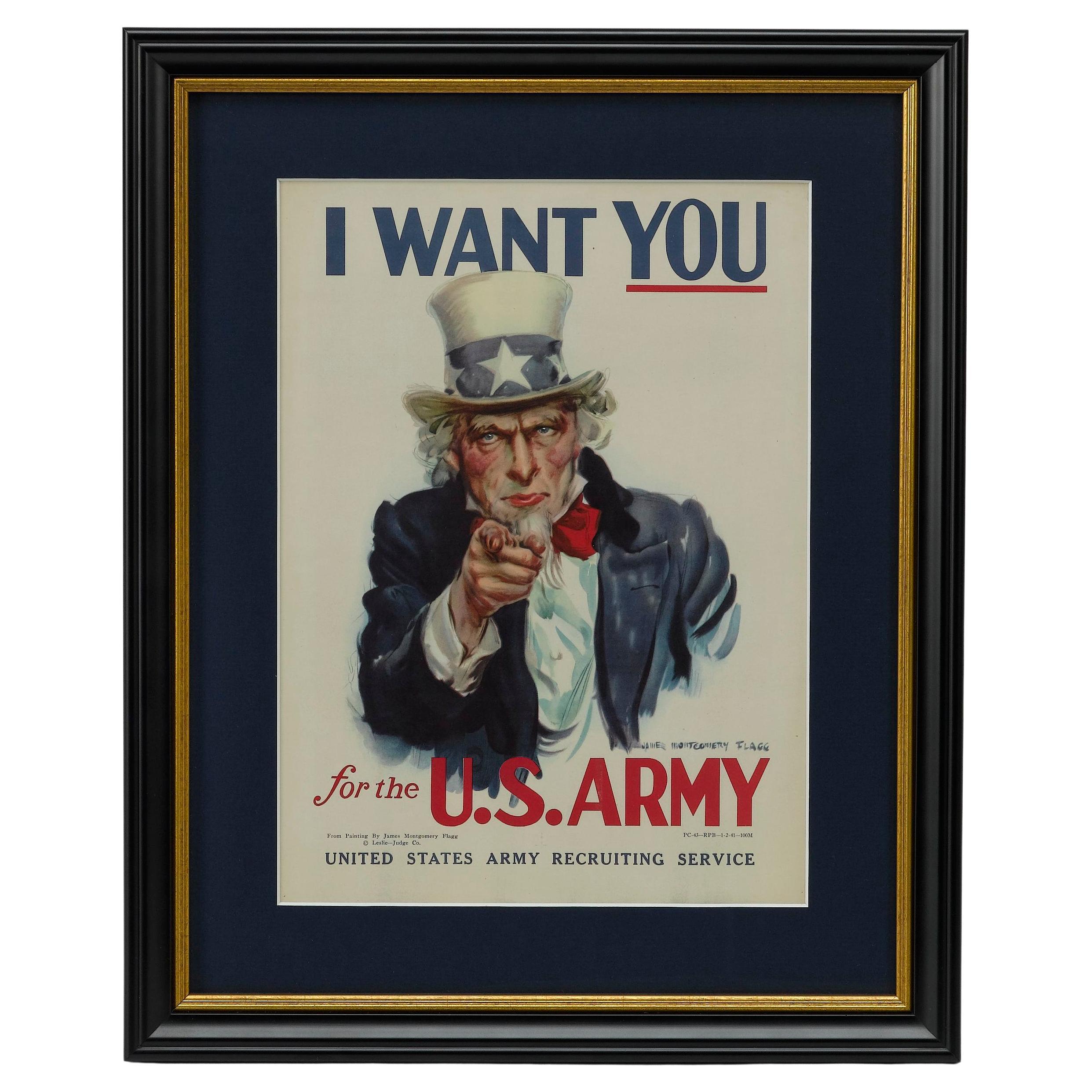 "I Want You for the U.S. Army" Vintage WWII Poster by James Montgomery Flagg