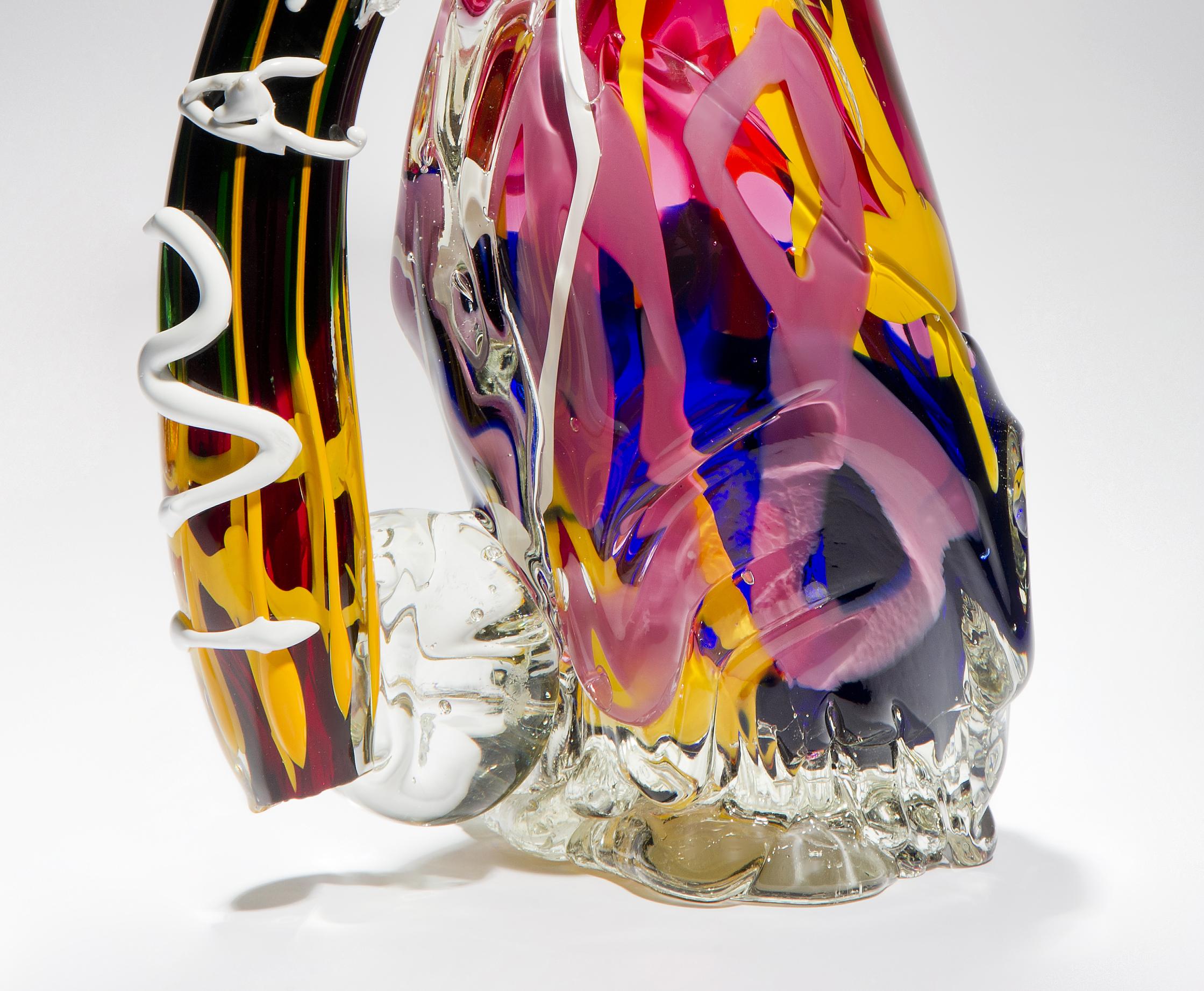 Modern I Was S, a Unique Multicolored Heavy Glass Sculpture by Fredrik Nielsen For Sale