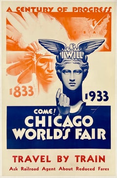 I WILL COME CENTURY OF PROGRESS Original Vintage World's Fair Poster LARGE