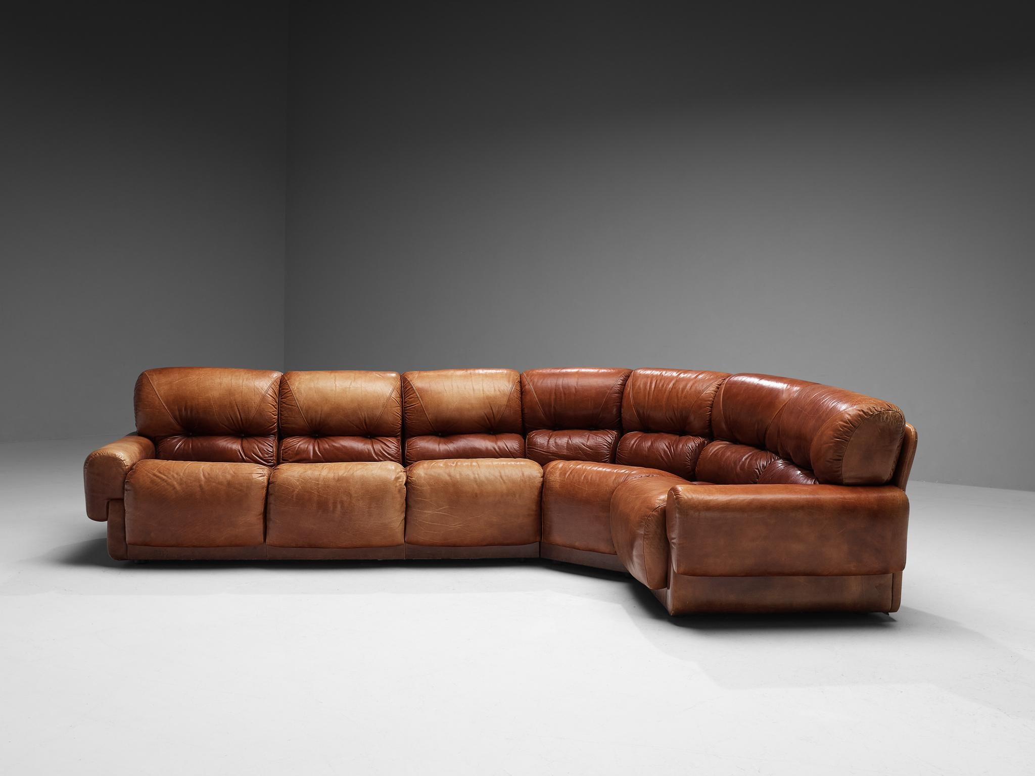 large brown leather sectional