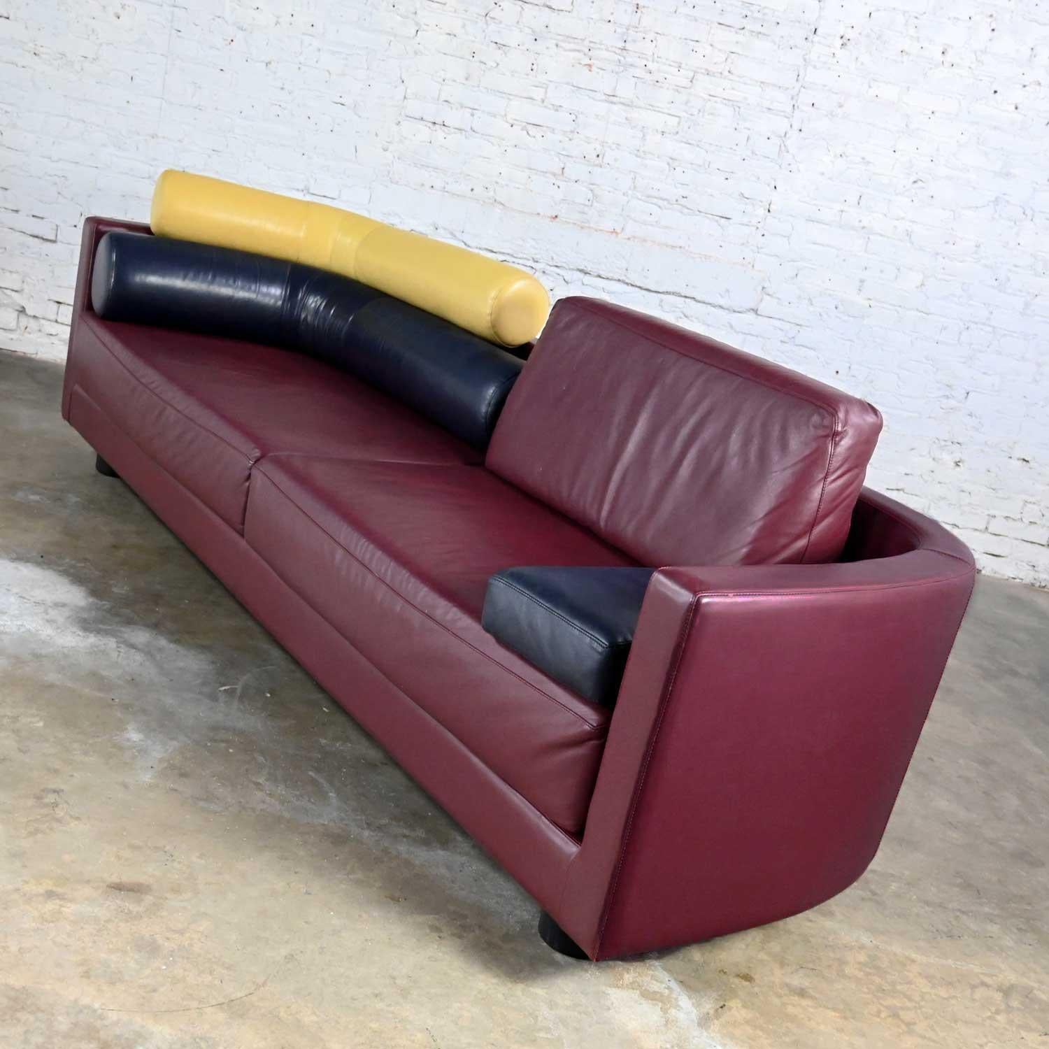 maroon leather couch