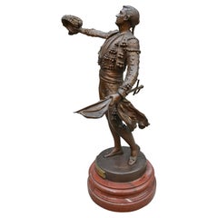 19th Century Bronze Statue of a Matador in a Victory Salute by Emile Pinedo