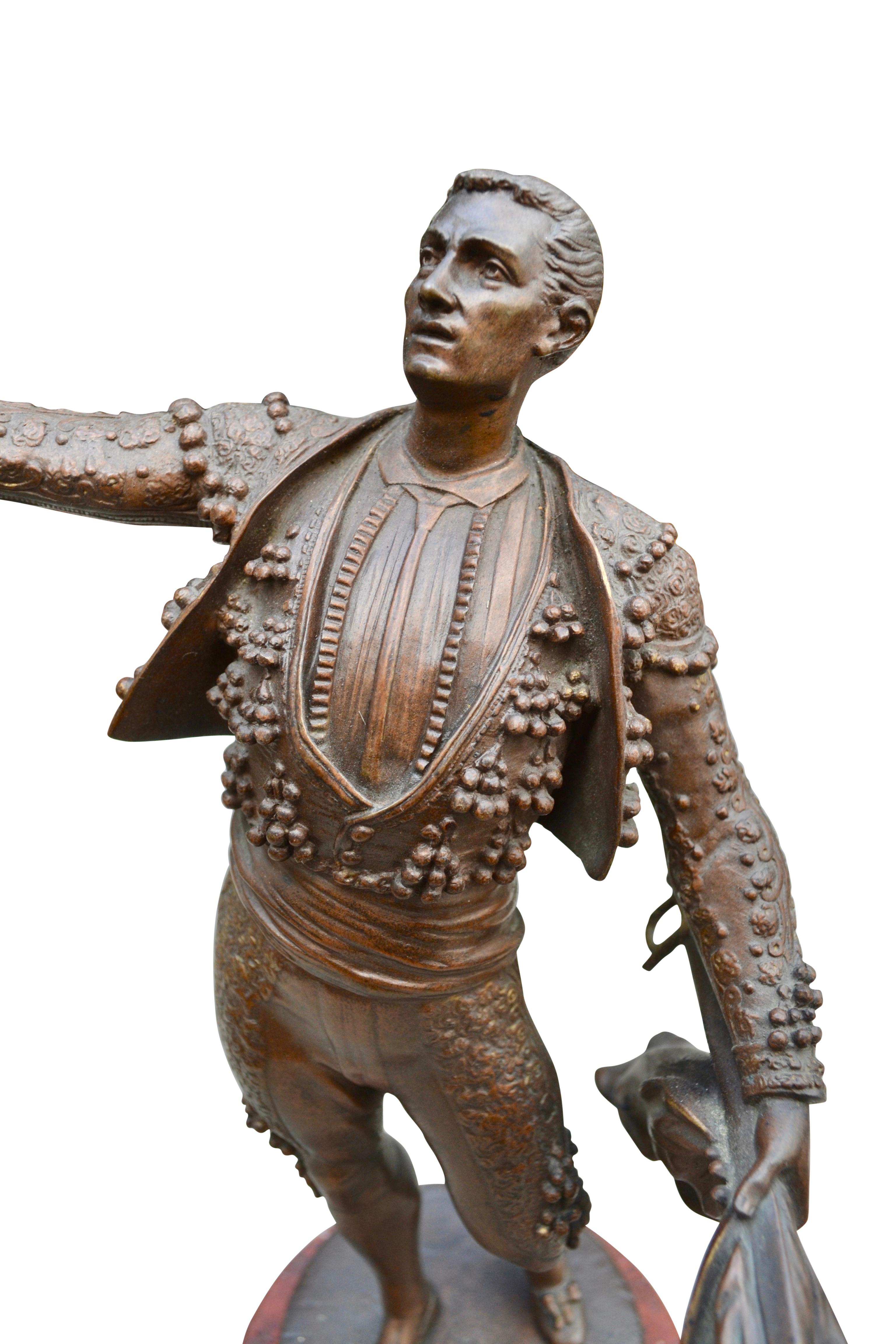 Other 19th Century Bronze Statue of a Matador in a Victory Salute by Emile Pinedo For Sale