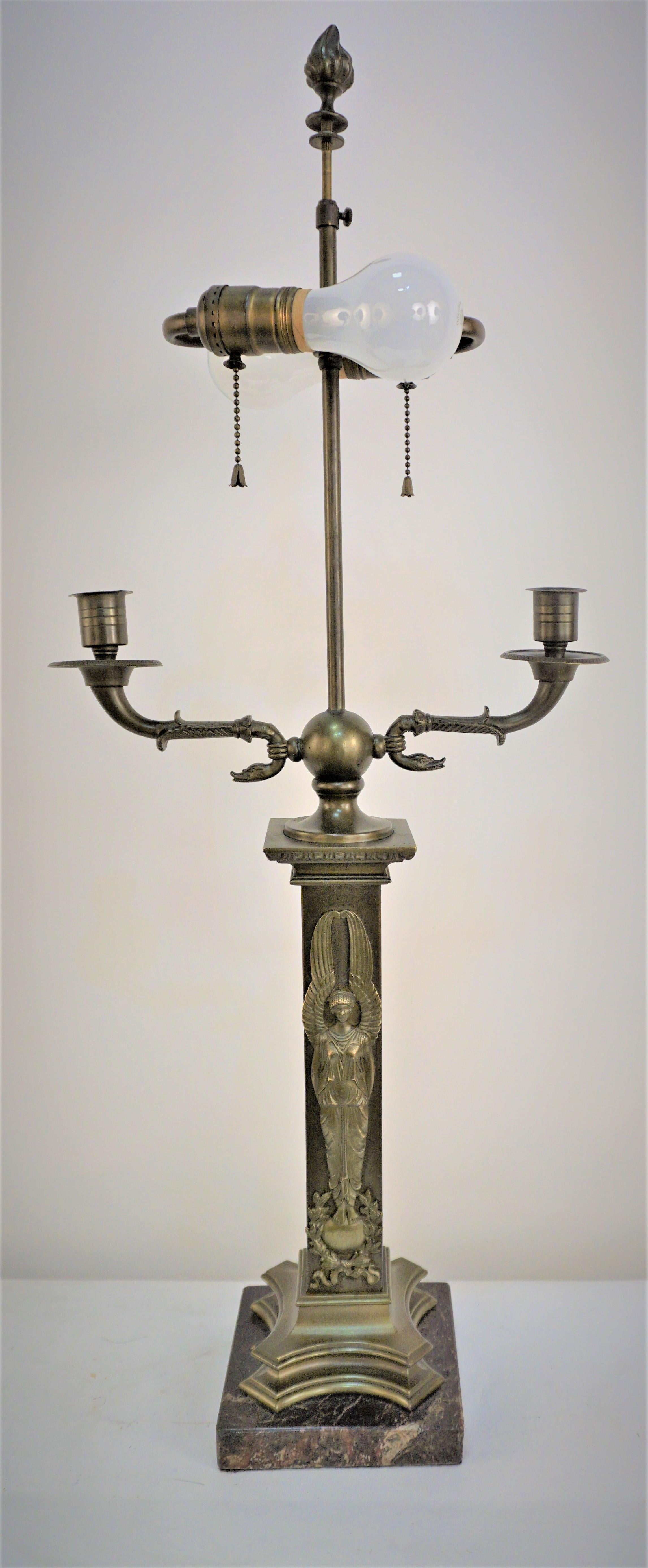 19th Century I9th Century Bronze Empire Table-Desk Lamp  For Sale