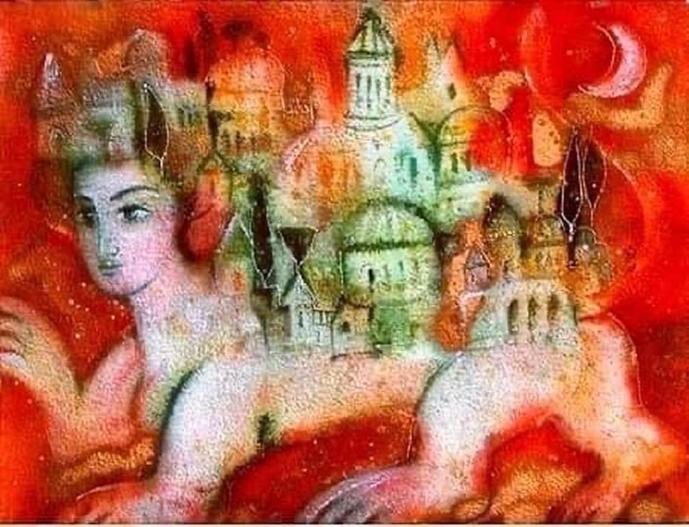 Ia Gigoshvili Abstract Painting - " Escape", watercolor, 1998