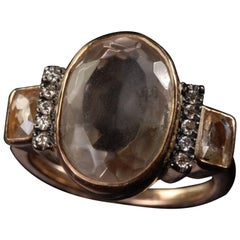 Ia Jewels 14 Carat Gold Light Citrine Diamond Cocktail Ring