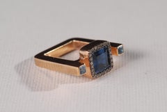 Ia Jewels Gold-Plated Silver Sapphire Diamond Cocktail Ring