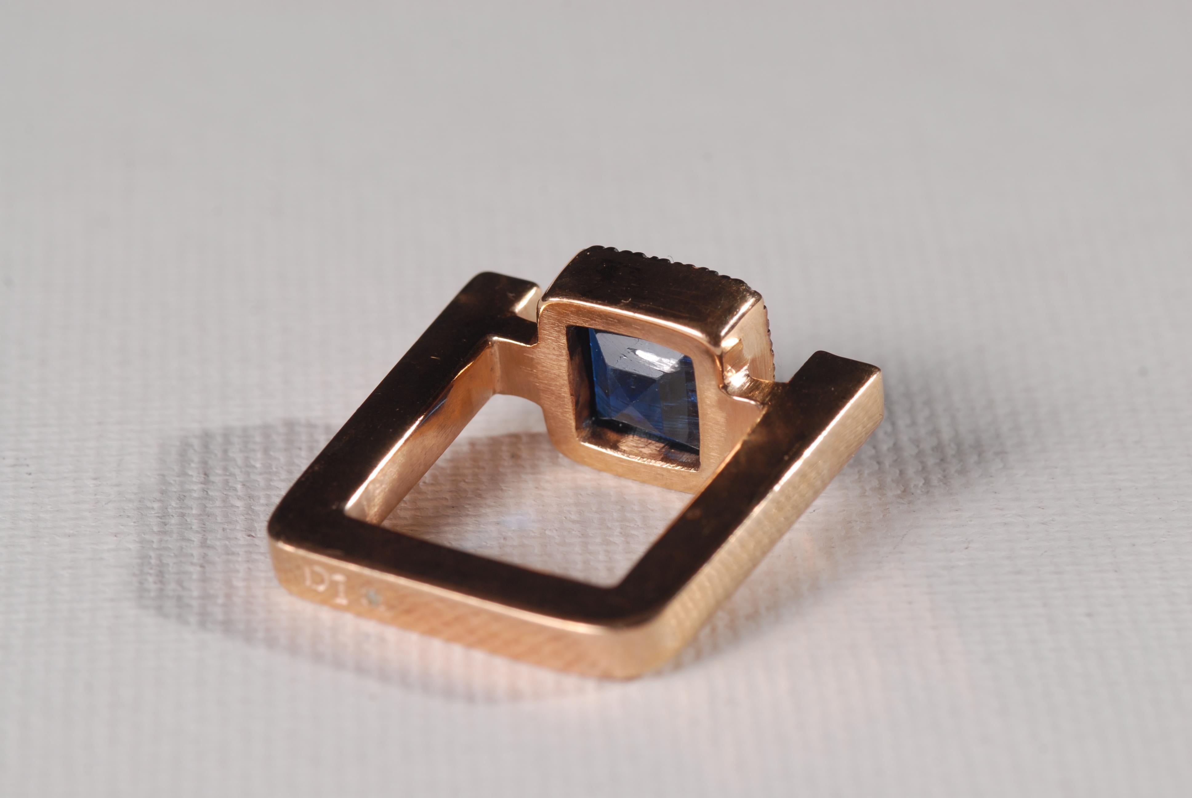 Ia Jewels Gold-Plated Silver Sapphire Diamond Cocktail Ring In New Condition For Sale In Tbilisi, GE