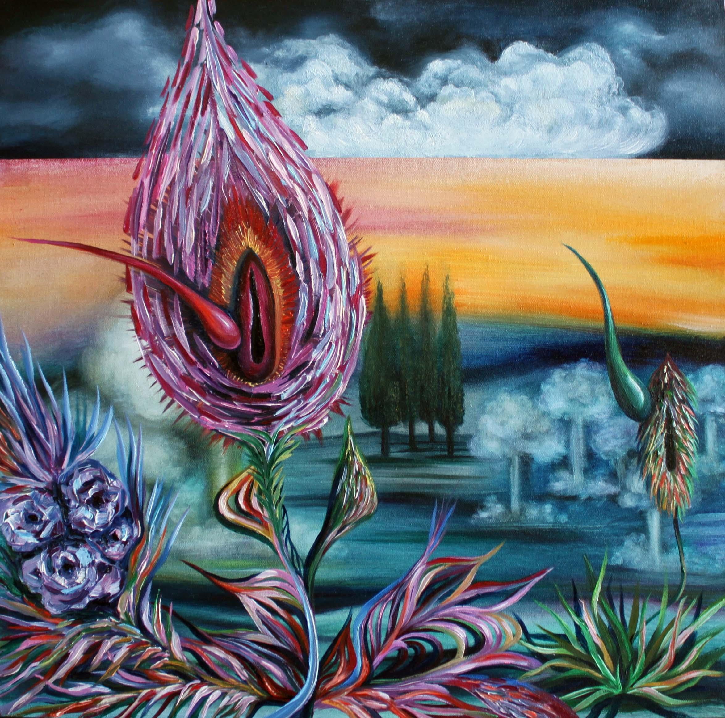 Zeitgenössische georgische Kunst von Ia Liparteliani - Blumen nach dem Nuklearkrieg