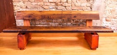 "Iabadu" Bench in Imbuia Reclaimed Wood, rustic brazilian design