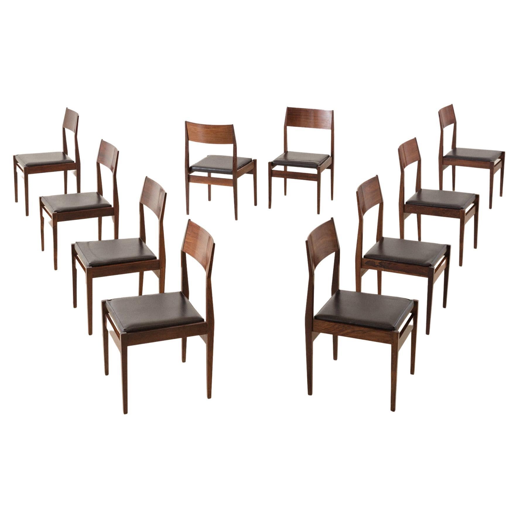 Chaises de salle à manger en bois de rose perlé, Italo Bianchi, années 1950