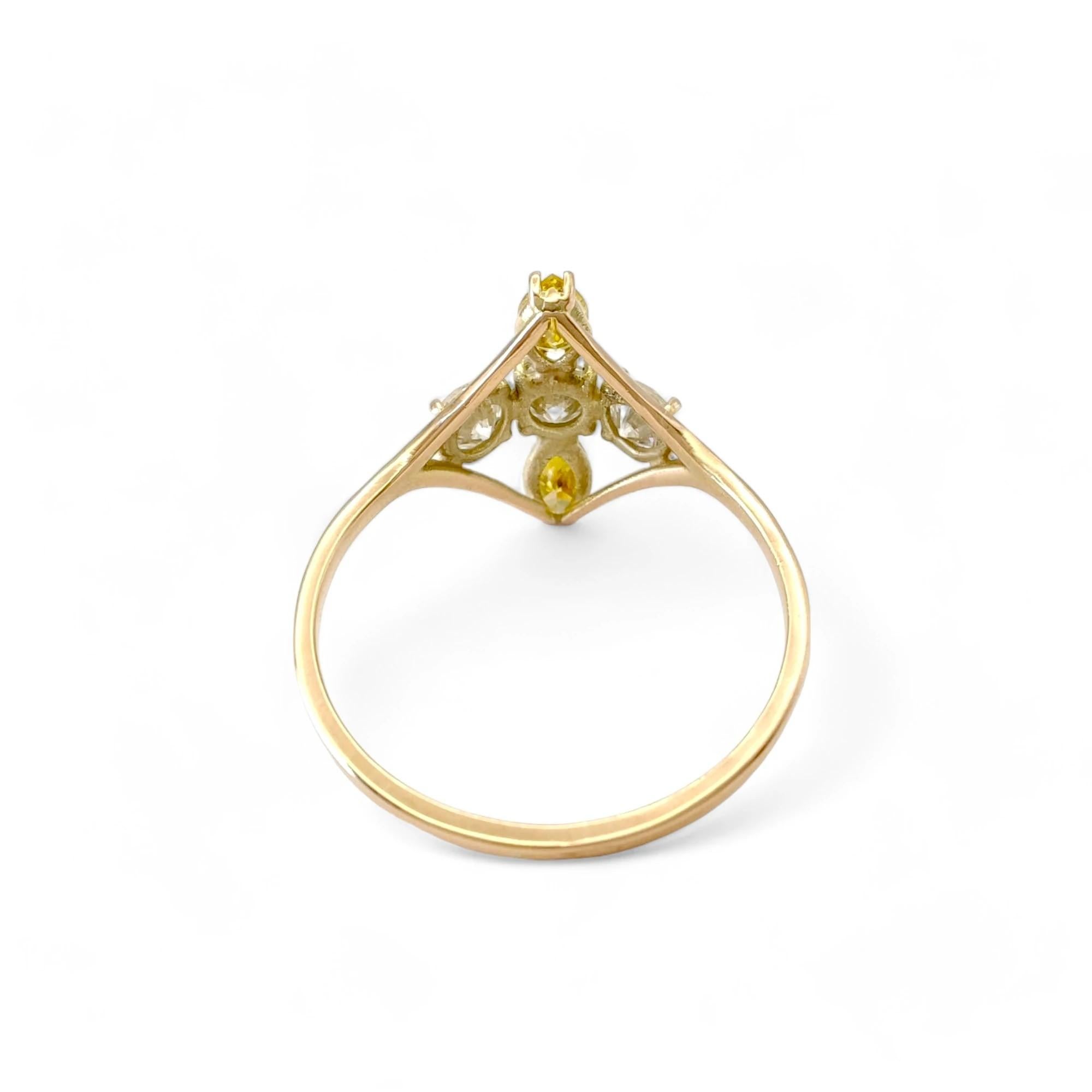 IAG Certified 1.00 Carat Diamonds Unique Fancy Diamond 14K Gold Ring For Sale 1