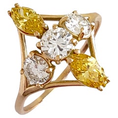 IAG Certified 1.00 Carat Diamonds Unique Fancy Diamond 14K Gold Ring