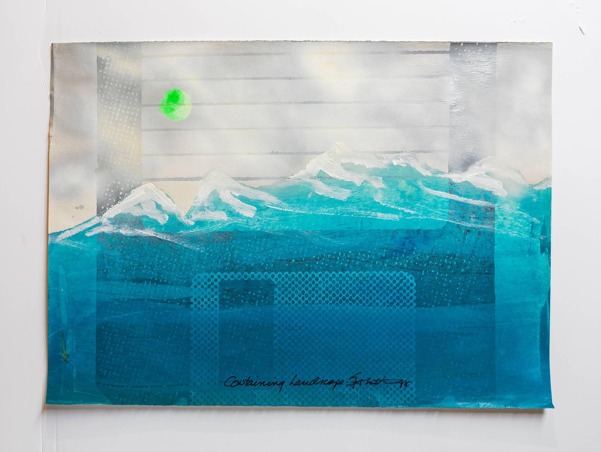Iain Baxter& "Paisaje contenedor" Pintura monoprint conceptual