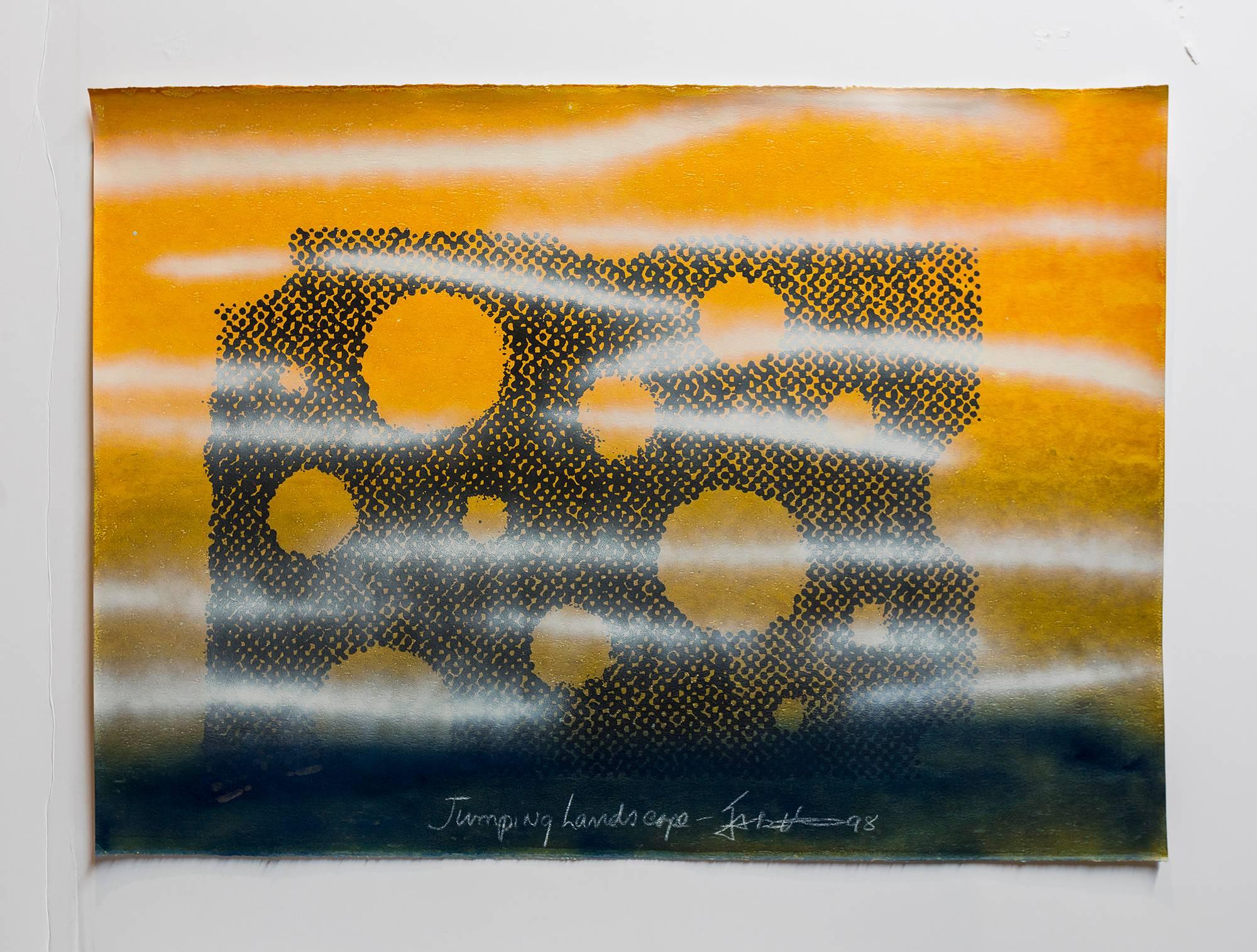 Iain Baxter& "Jumping Landscape" Peinture conceptuelle en monoprint