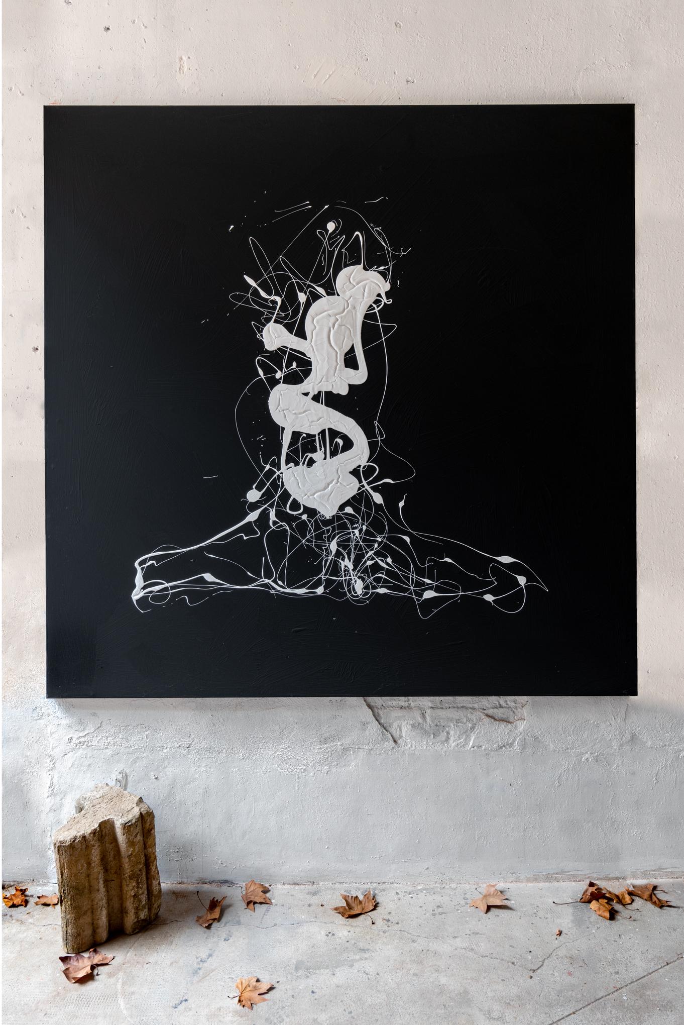 ABSTRACT Painting Black and White Texture Spanish Artist Iñaki Moreno 2022 6