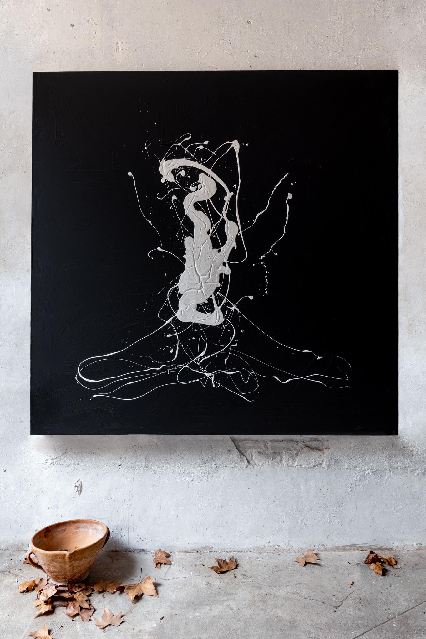 ABSTRACT Painting Black and White, Texture Spanish Artist Iñaki Moreno 2022 4