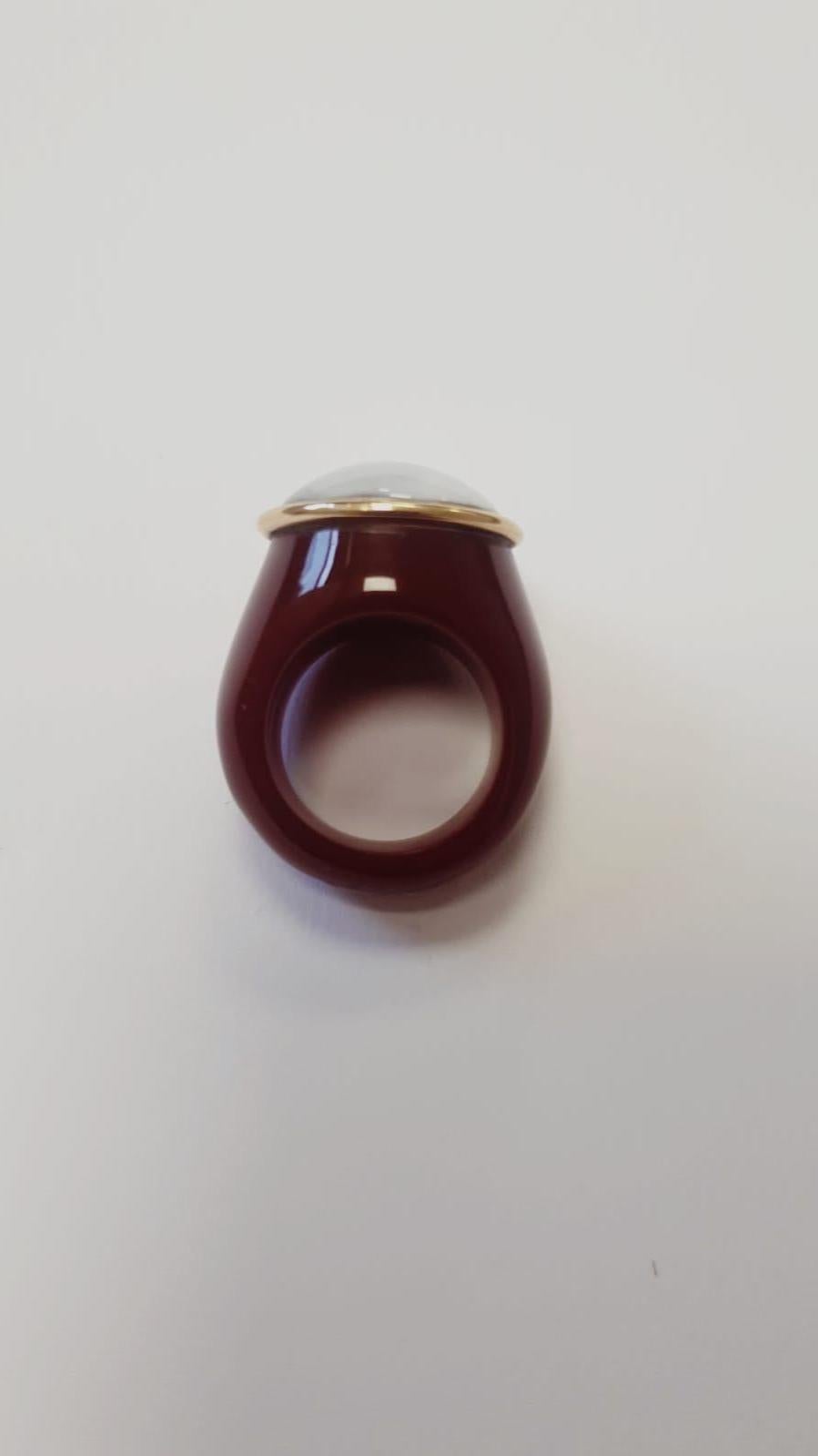 Cabochon Ialino Quartz 18 Karat Gold Dome Ring For Sale