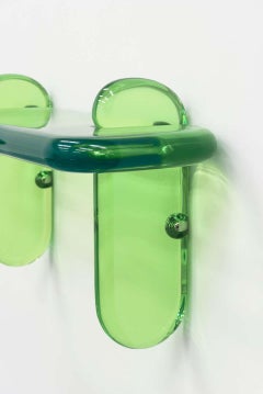 Plump Floating Wall Console in Mantis Green, Translucent Resin, by Ian Cochran