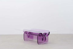 Modern Plump Table in Purple, Translucent Polyurethane Resin, by Ian Cochran