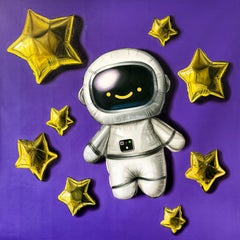 Astronauta  - pittura a olio originale di natura morta iperrealista - pop art contemporanea