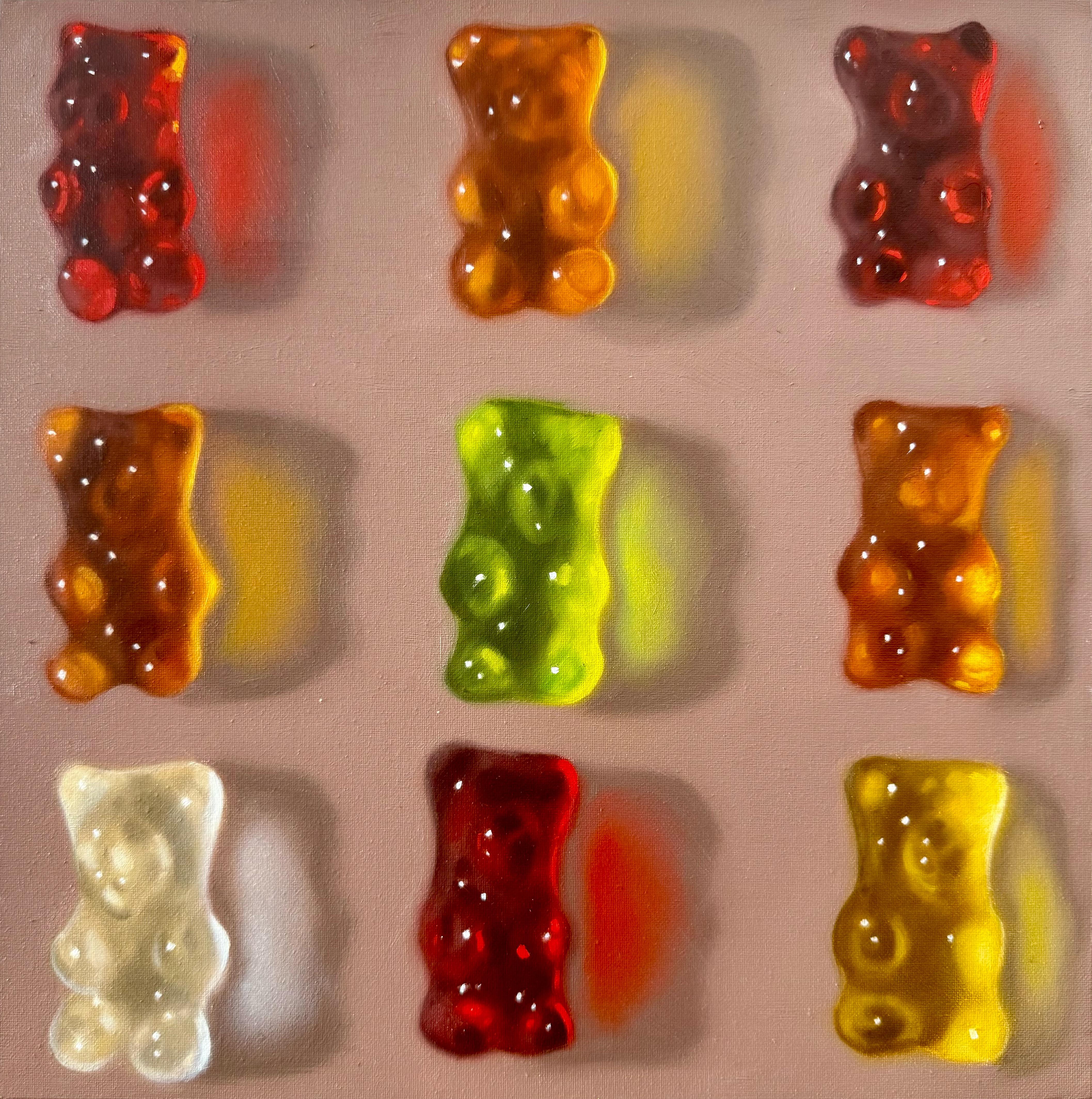 This exceptional artwork is currently on display and available for sale at Signet Contemporary Art Gallery and online. Bears + Bears I captures a moment of pure joy and visual seduction, presenting a meticulous grid of gummy bears, each rendered