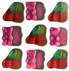 Osos + Cerezas - pintura al óleo original de bodegón realista - obra de arte Pop Art