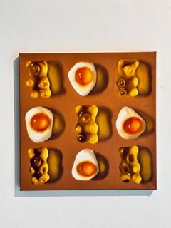 Bears + Eggs -original still life realism oil painting- Pop Art artwork