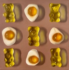Bears + Eggs -original still life realism oil painting- Pop Art artwork