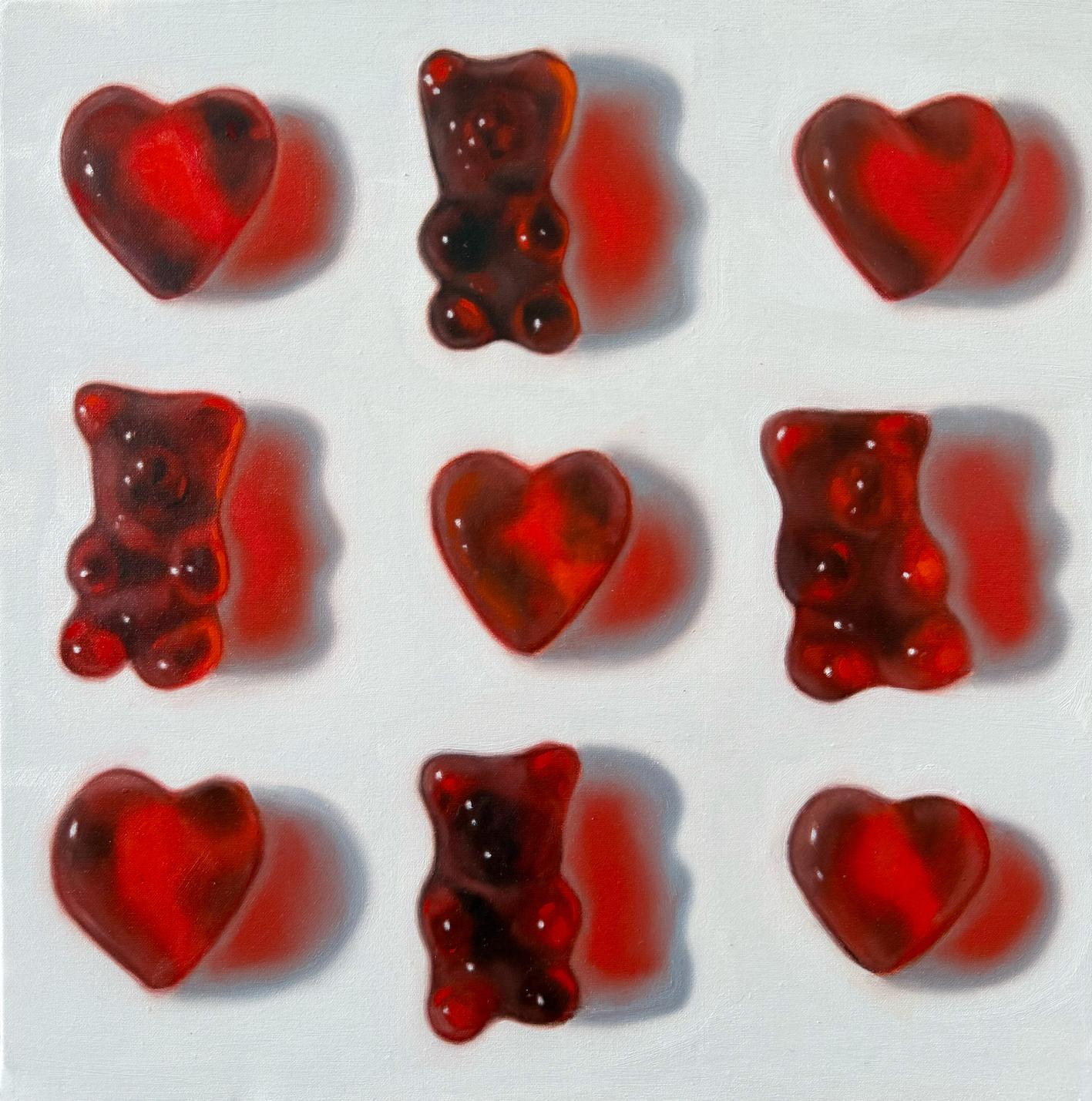Bears + Hearts - original still life realism artwork - oil painting- Pop art