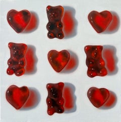 Bears + Hearts - original still life realism artwork - oil painting- Pop art