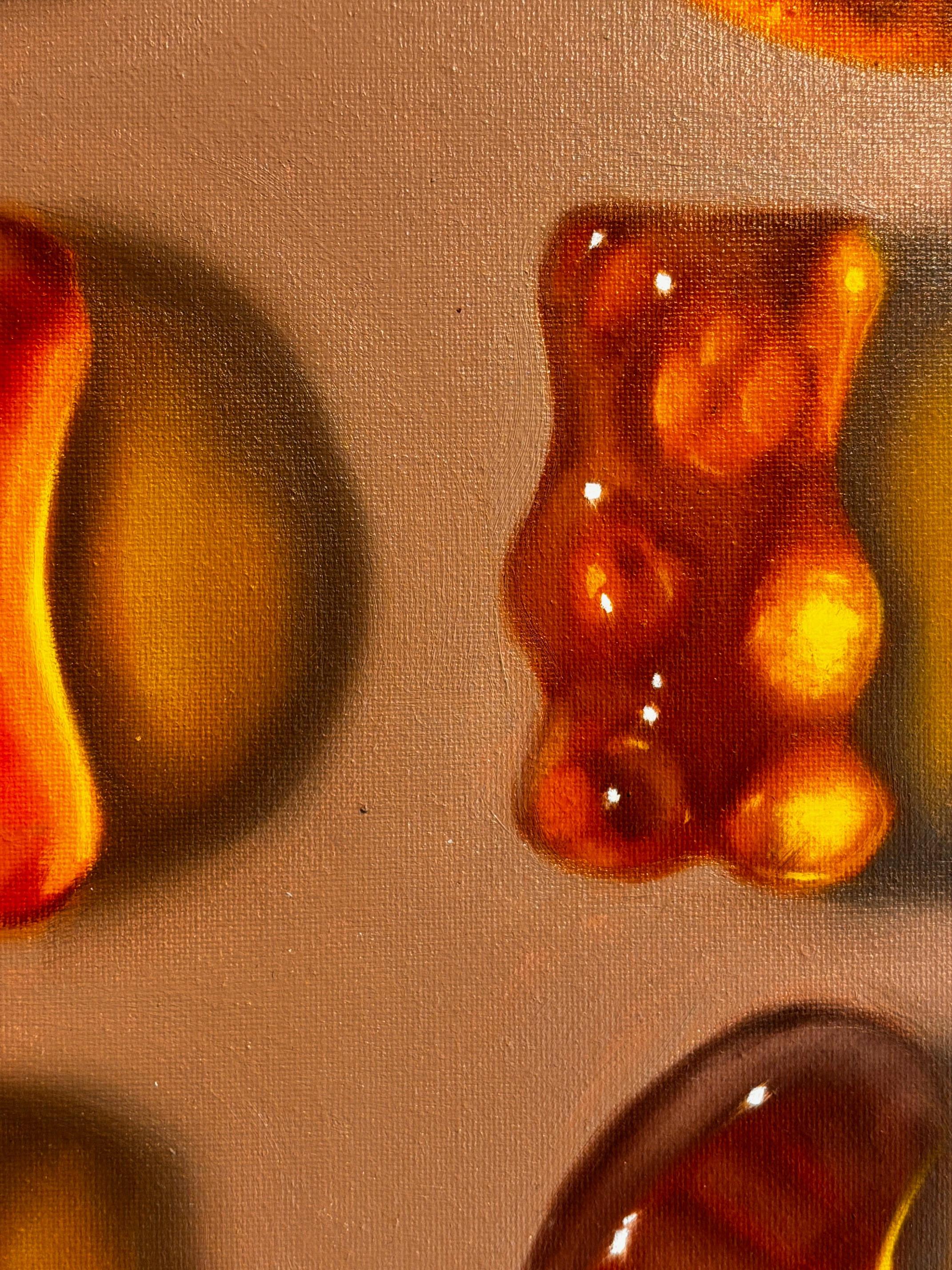 Bears + Tangerines -original still life realism oil painting- Pop Art artwork For Sale 3