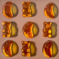 Bears + Tangerines -original still life realism oil painting- Pop Art artwork