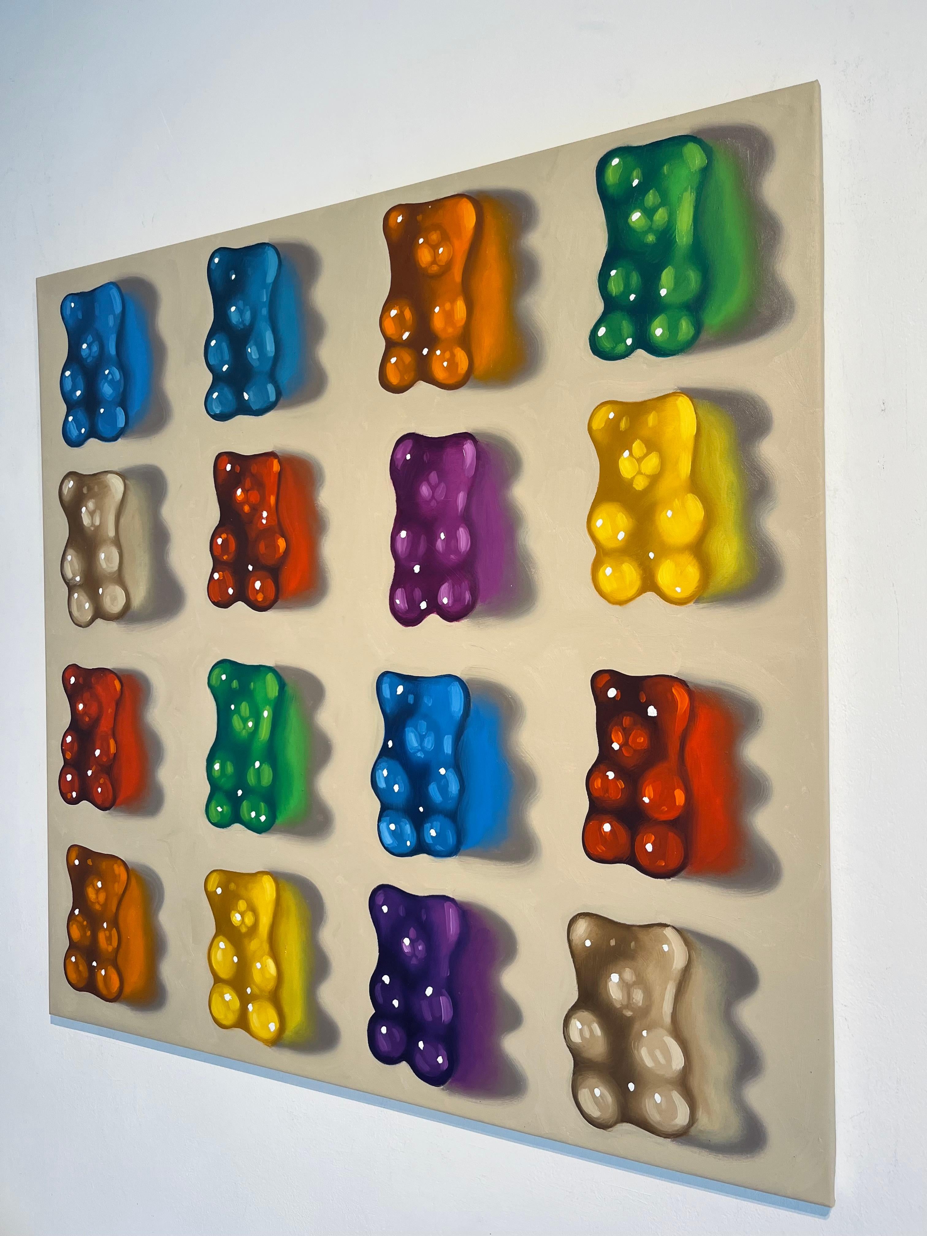 Colorful Bears-original still life  hyper realism oil paintings-contemporary Art - Abstract Impressionist Painting by Ian Bertolucci