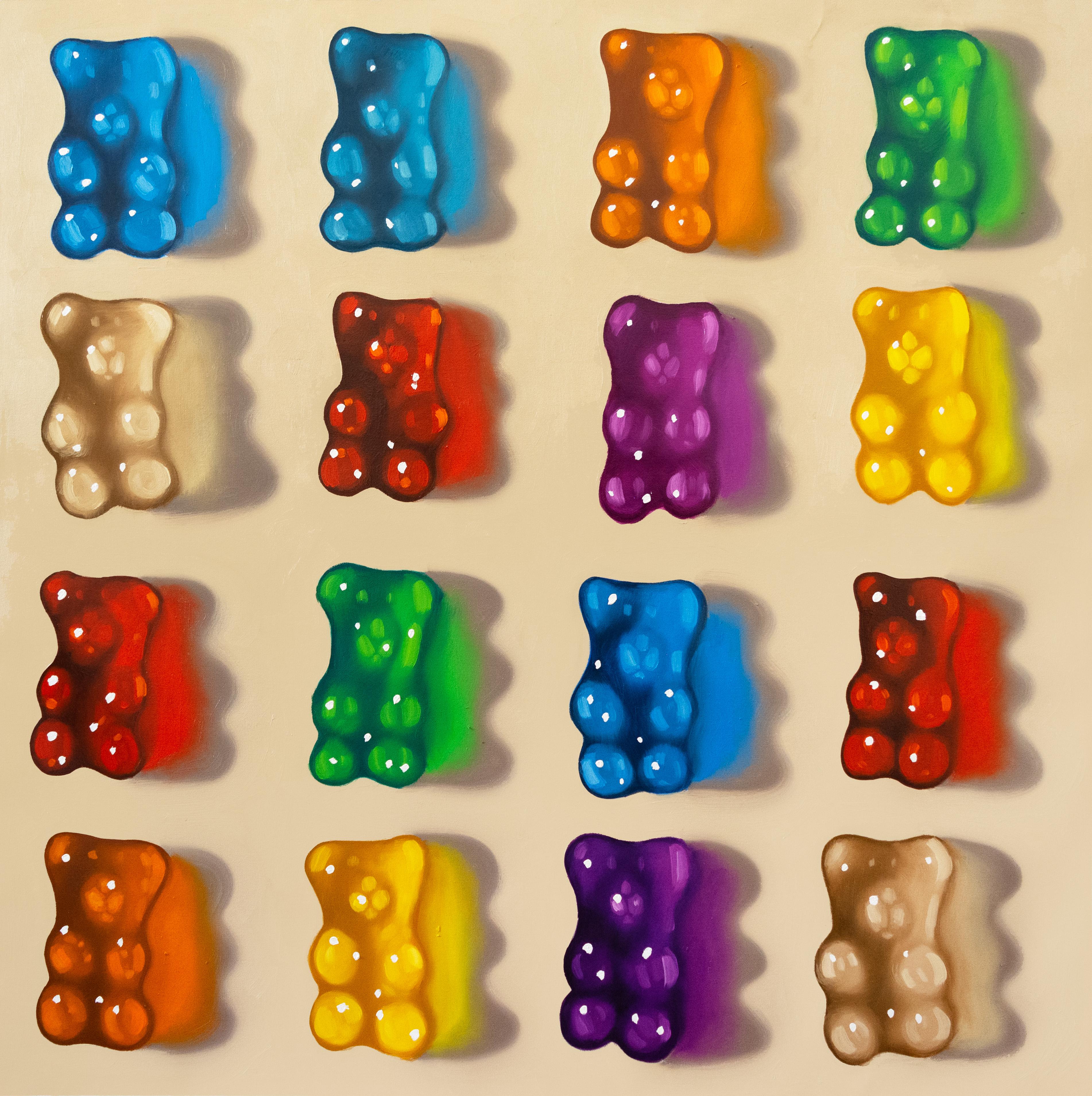 Osos de colores - bodegón original  óleos hiperrealistas-arte contemporáneo