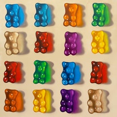 Osos de colores - bodegón original  óleos hiperrealistas-arte contemporáneo