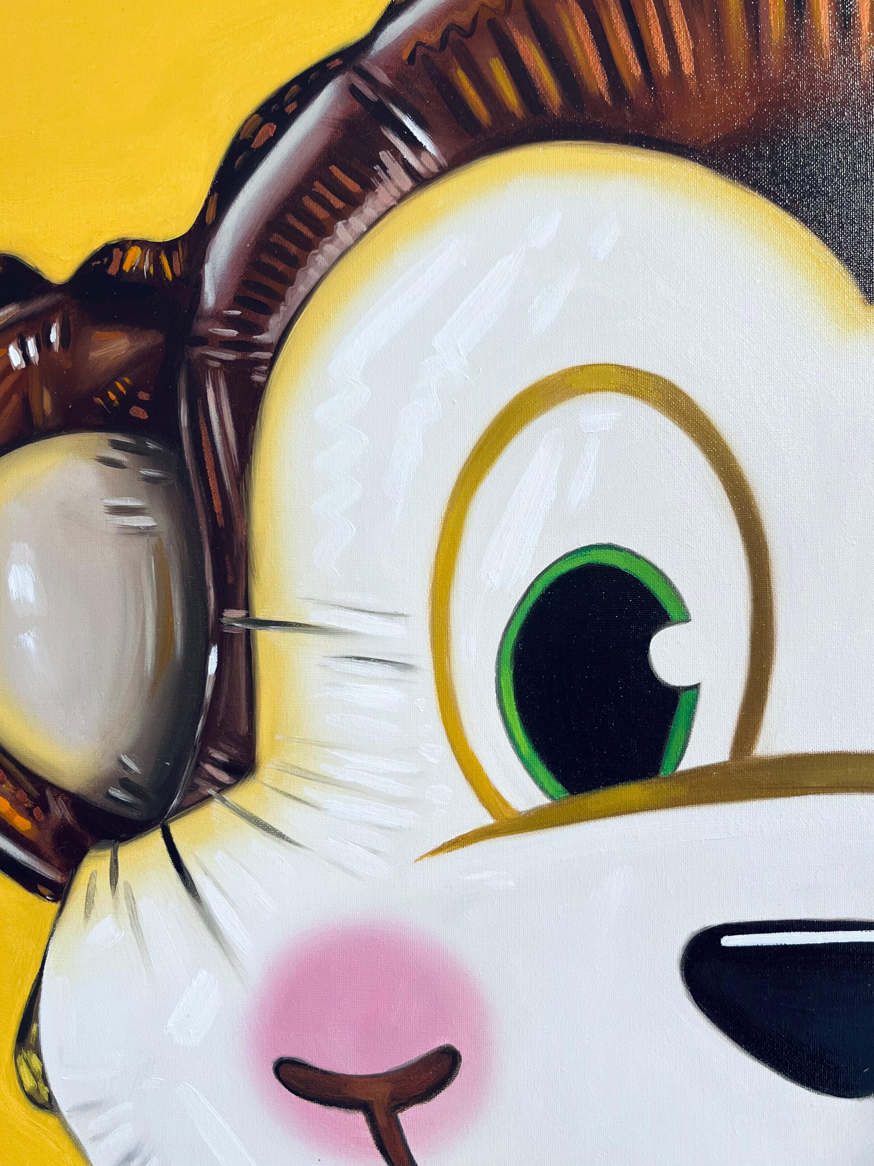 Affe- Original hyperrealistische Wildtier-Stillleben-Gemälde- Zeitgenössische Kunst (Gelb), Still-Life Painting, von Ian Bertolucci