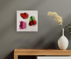 Red, Green, Pink - original still life realism artwork - oil painting- Pop art