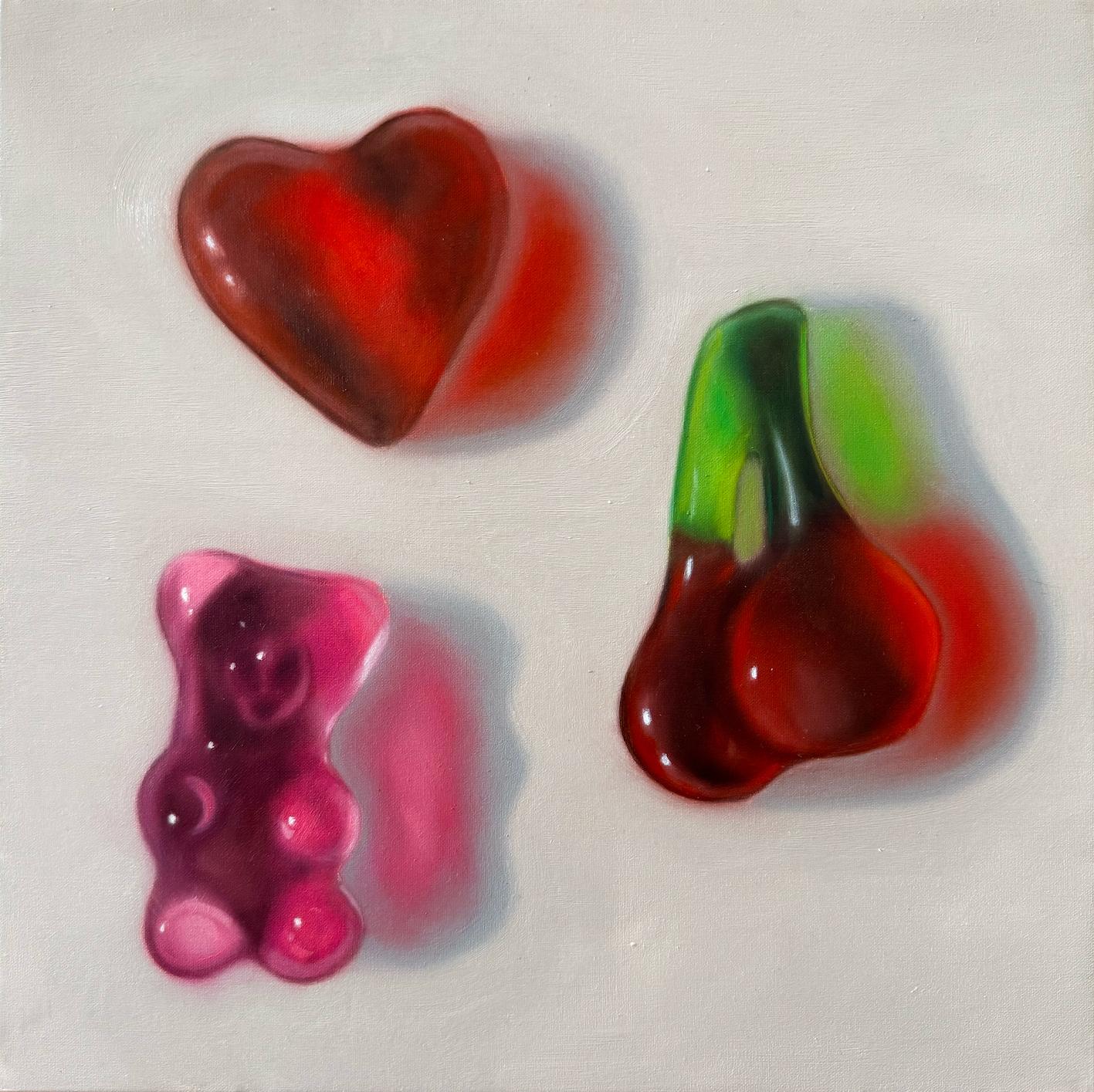 Rot, Grün, Rosa - Original Stilleben Realismus Kunstwerk - Ölgemälde - Pop Art