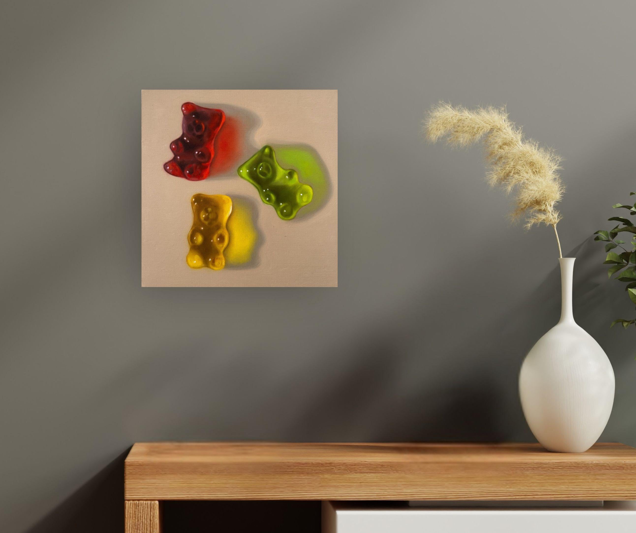 Rot, Grün, Gelb - Original Stilleben Realismus Kunstwerk - Ölgemälde - Pop Art im Angebot 1