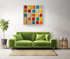 Rosso, giallo, arancione, verde, bianco - pittura ad olio originale di natura morta e realistica - arte