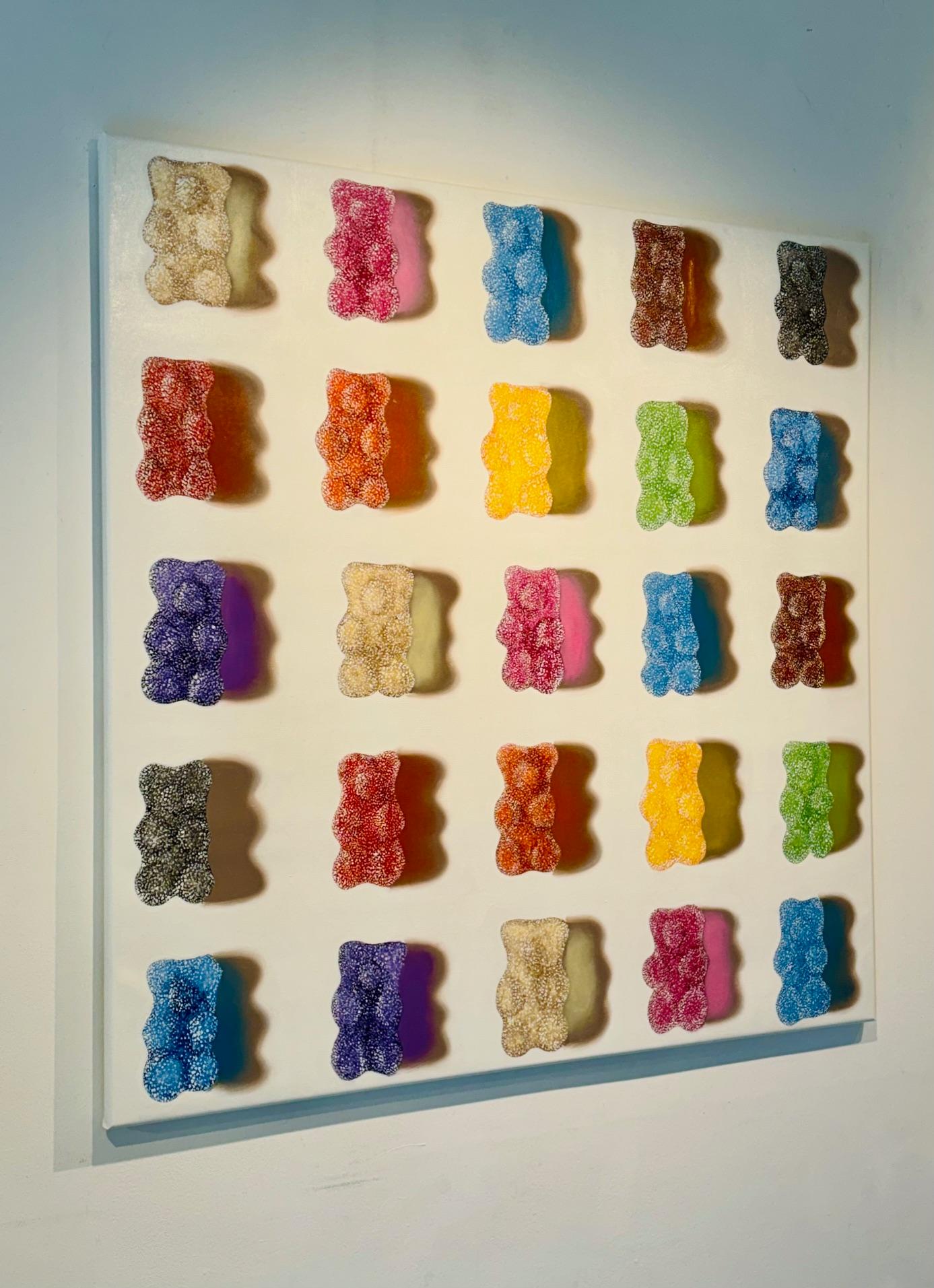 Sour Gummy Bears - Original modernes Pop-Stillleben Ölgemälde - Contemporary Art im Angebot 1