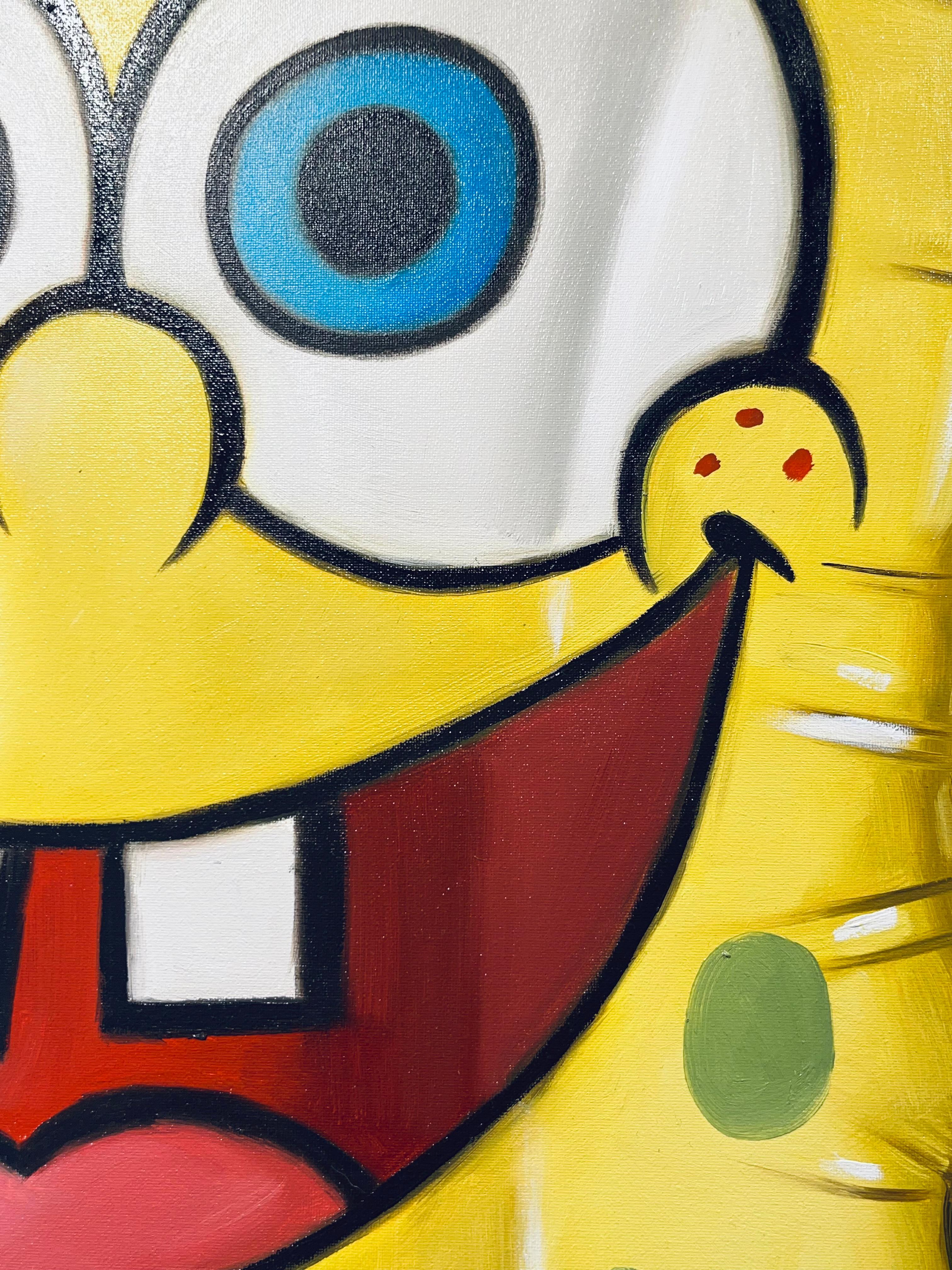 Spongebob- Original Stilleben Hyperrealismus Ölgemälde- Zeitgenössisches Kunstwerk (Blau), Still-Life Painting, von Ian Bertolucci